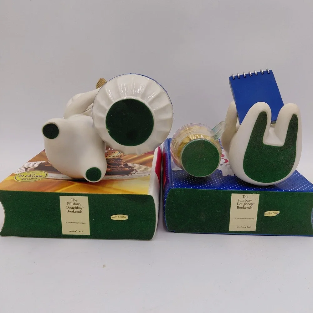 Vtg Pillsbury Doughboy Danbury Mint Bookends Set Poppin Fresh Kitchen Decor